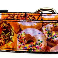 Dunkin Donuts dog collar handmade adjustable buckle collar 1" wide or leash Petcollarshandmade