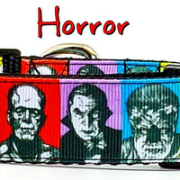 Horror characters dog collar handmade adjustable buckle 1" or 5/8" wide or leash Petcollarshandmade