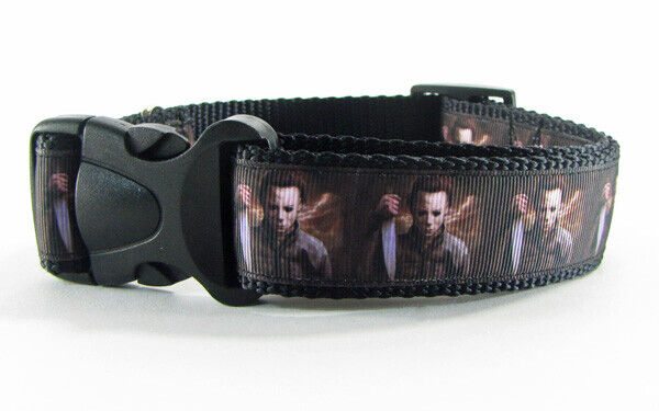 Mike Myers dog collar handmade adjustable buckle 1" or 5/8" wide or leash horror