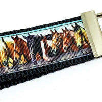 Horses Key Fob Wristlet Keychain 1 1/4"wide Zipper pull Camera strap