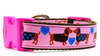 Dachshund dog collar handmade adjustable buckle collar 1" wide leash girly pink Petcollarshandmade