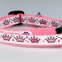 Princess cat or small dog collar 1/2" wide adjustable handmade bell or leash