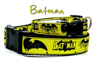 Batman dog collar handmade adjustable buckle collar 5/8" wide or leash movie