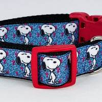 Cartoon dog collar handmade adjustable buckle collar 1" or 5/8" wide or leash Petcollarshandmade