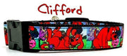 Clifford dog collar handmade adjustable buckle collar 1" wide or leash cartoon Petcollarshandmade