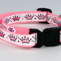 Princess cat or small dog collar 1/2" wide adjustable handmade bell or leash