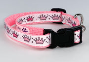 Princess cat or small dog collar 1/2" wide adjustable handmade bell or leash