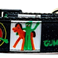 Gumby & Pokey dog collar handmade adjustable buckle 1" or 5/8" wide or leash Petcollarshandmade