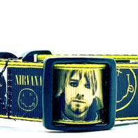 Nirvana dog collar Rock N Roll handmade adjustable buckle 1" wide or leash Petcollarshandmade