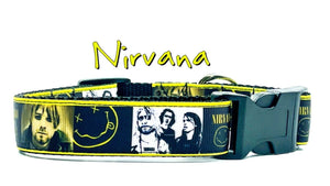 Nirvana dog collar Rock N Roll handmade adjustable buckle 1" wide or leash Petcollarshandmade