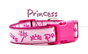 Princess dog collar handmade adjustable buckle collar 1"or 5/8" wide or leash