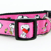 Cartoon dog collar handmade  adjustable buckle collar 1"  wide or leash Petcollarshandmade