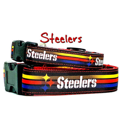 Steelers dog collar handmade adjustable buckle football 1
