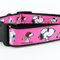 Cartoon dog collar handmade  adjustable buckle collar 1"  wide or leash Petcollarshandmade