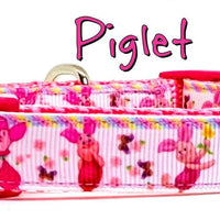Pig Dog collar Winnie The Pooh handmade adjustable buckle 5/8" wide or leash