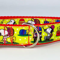 Easter Snoopy collar handmade adjustable buckle collar 1" wide or leash Petcollarshandmade