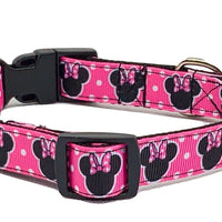 Minnie mouse Dog collar handmade adjustable buckle collar 5/8"wide or leash Petcollarshandmade