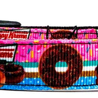 Krispy Kreme Dog collar handmade adjustable buckle 5/8"wide or leash Donuts