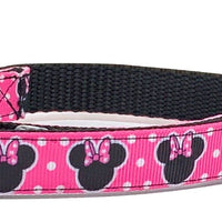 Minnie mouse Dog collar handmade adjustable buckle collar 5/8"wide or leash Petcollarshandmade