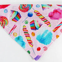 Candy Dog Bandana, Over the Collar dog bandana, Dog collar bandana, puppy