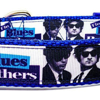 Blues Brothers dog collar handmade adjustable buckle 1" or 5/8" wide or leash