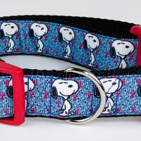 Cartoon dog collar handmade adjustable buckle collar 1" or 5/8" wide or leash Petcollarshandmade