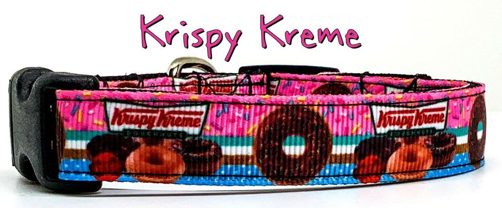 Krispy Kreme Dog collar handmade adjustable buckle 5/8"wide or leash Donuts