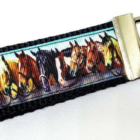 Horses Key Fob Wristlet Keychain 1 1/4"wide Zipper pull Camera strap