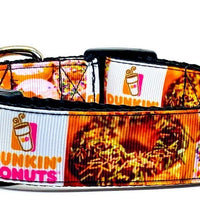 Dunkin Donuts dog collar handmade adjustable buckle collar 1" wide or leash Petcollarshandmade