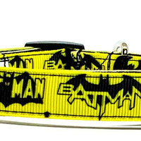 Batman dog collar handmade adjustable buckle collar 5/8" wide or leash movie Petcollarshandmade