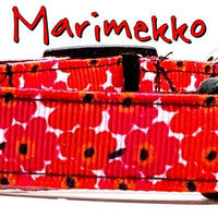 Marimekko Flowers dog collar handmade adjustable buckle collar 5/8" wide narrow Petcollarshandmade