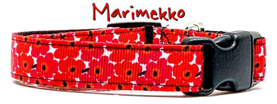 Marimekko Flowers dog collar handmade adjustable buckle collar 5/8