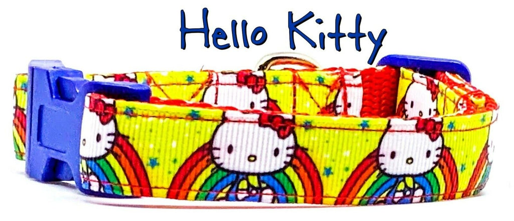 Hello Kitty dog collar handmade adjustable buckle collar 5/8" wide or leash Petcollarshandmade