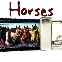 Horses Key Fob Wristlet Keychain 1 1/4"wide Zipper pull Camera strap
