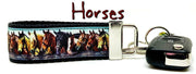 Horses Key Fob Wristlet Keychain 1 1/4"wide Zipper pull Camera strap