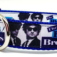 Blues Brothers dog collar handmade adjustable buckle 1" or 5/8" wide or leash