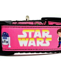 Star Wars dog collar handmade adjustable buckle 1" wide or leash movie Girl Pink