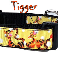 Tigger Winnie the Poo dog collar Handmade adjustable buckle 1" wide or leash Petcollarshandmade