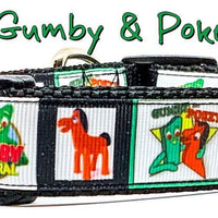 Gumby & Pokey dog collar handmade adjustable buckle 1" or 5/8" wide or leash Petcollarshandmade