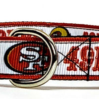 SF 49ers football dog collar handmade adjustable buckle 5/8" wide or leash Petcollarshandmade