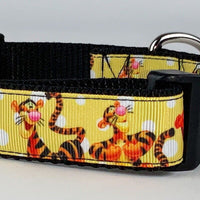 Tigger Winnie the Poo dog collar Handmade adjustable buckle 1" wide or leash Petcollarshandmade