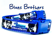 Blues Brothers dog collar handmade adjustable buckle 1" or 5/8" wide or leash