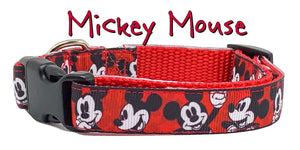 Mickey Mouse dog collar handmade adjustable buckle collar 5/8"wide or leash Petcollarshandmade