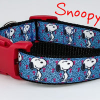 Cartoon dog collar handmade adjustable buckle collar 1" or 5/8" wide or leash Petcollarshandmade