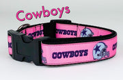 Dallas Cowboys dog collar handmade adjustable 1" or 5/8" wide or leash pink Petcollarshandmade