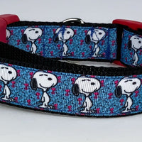 Cartoon dog collar handmade adjustable buckle collar 1" or 5/8" wide or leash Petcollarshandmade