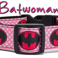 Batgirl dog collar handmade adjustable buckle collar 1" wide or leash