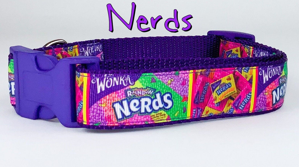 Nerds Candy dog collar handmade adjustable buckle collar 1" wide or leash Petcollarshandmade