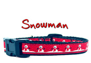 Snowman cat or small dog collar 1/2" wide adjustable handmade or leash Petcollarshandmade