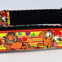 Garfield dog collar handmade adjustable buckle collar 1" or 5/8" wide or leash